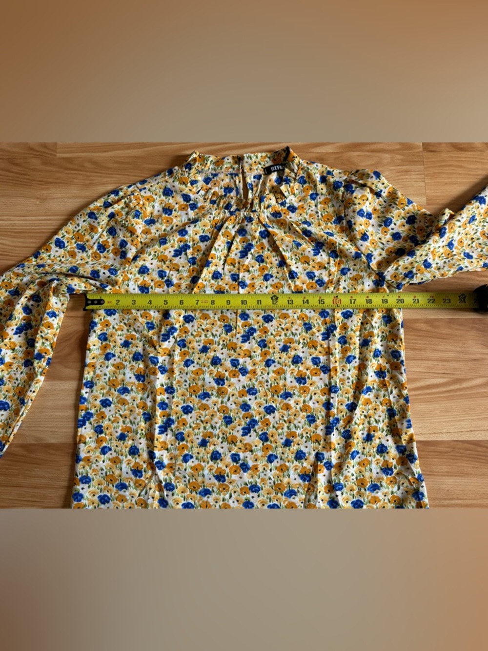 Women’s Yellow Floral BTFBM Long Sleeve Blouse Medium - Picture 4 of 5